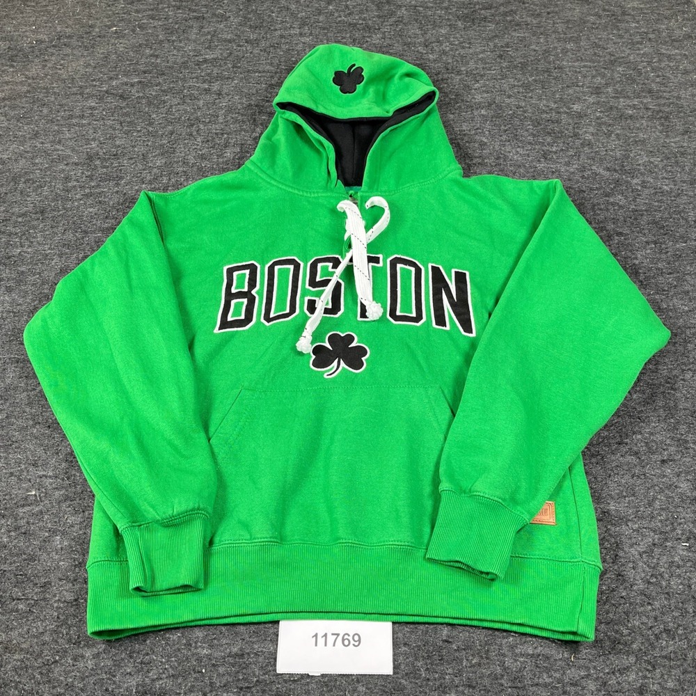 Bay State Apparel Hoodie Mens Small Green Boston Graphic Fleece Lined Drawstring